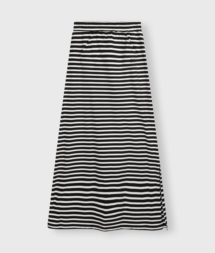 10DAYS Long skirt stripes black/ecru 10Days