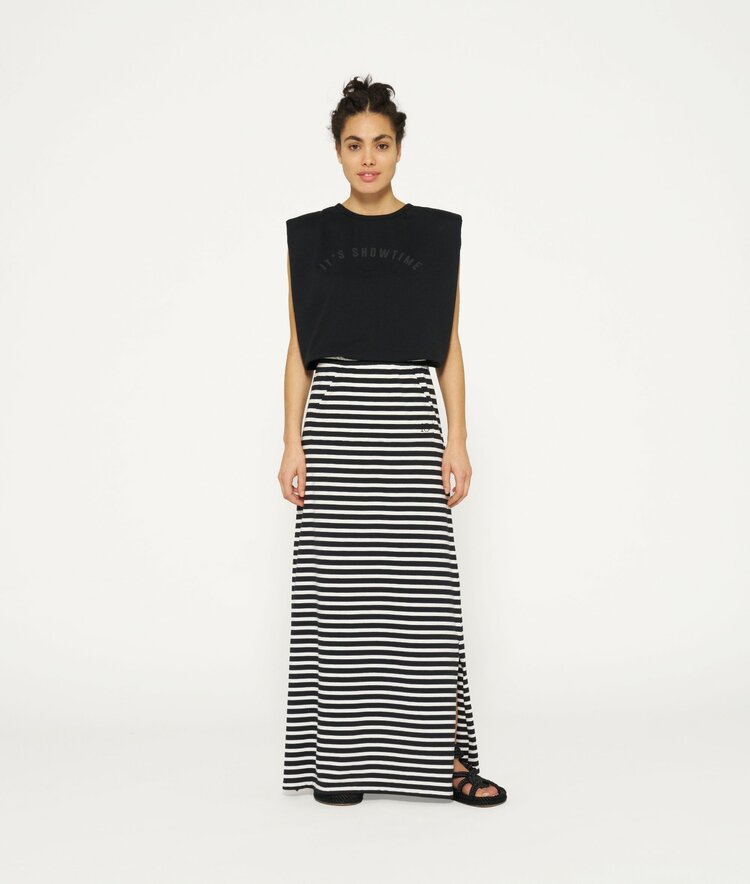 10DAYS Long skirt stripes black/ecru 10Days