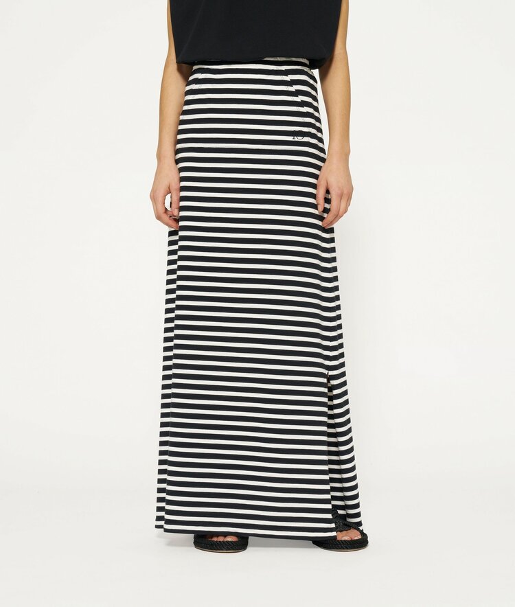 10DAYS Long skirt stripes black/ecru 10Days