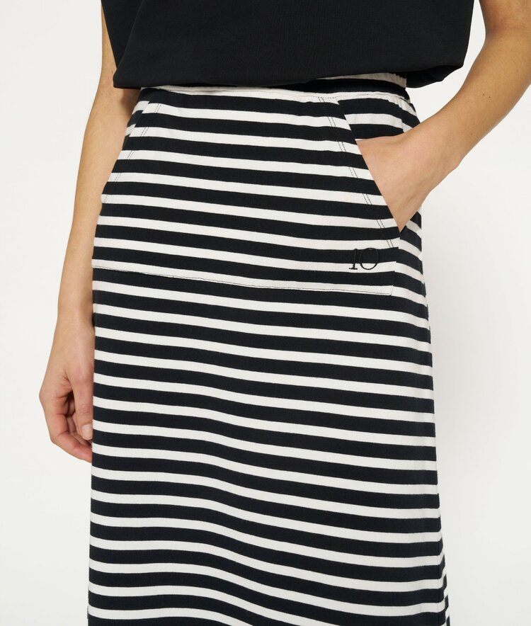 10DAYS Long skirt stripes black/ecru 10Days