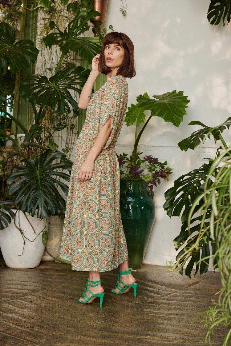 One Hundred Stars String Dress Vintage Tiles Pink One Hundred Stars