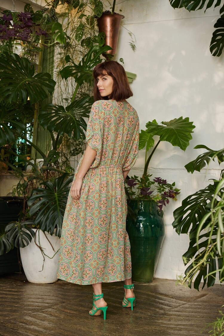 One Hundred Stars String Dress Vintage Tiles Pink One Hundred Stars