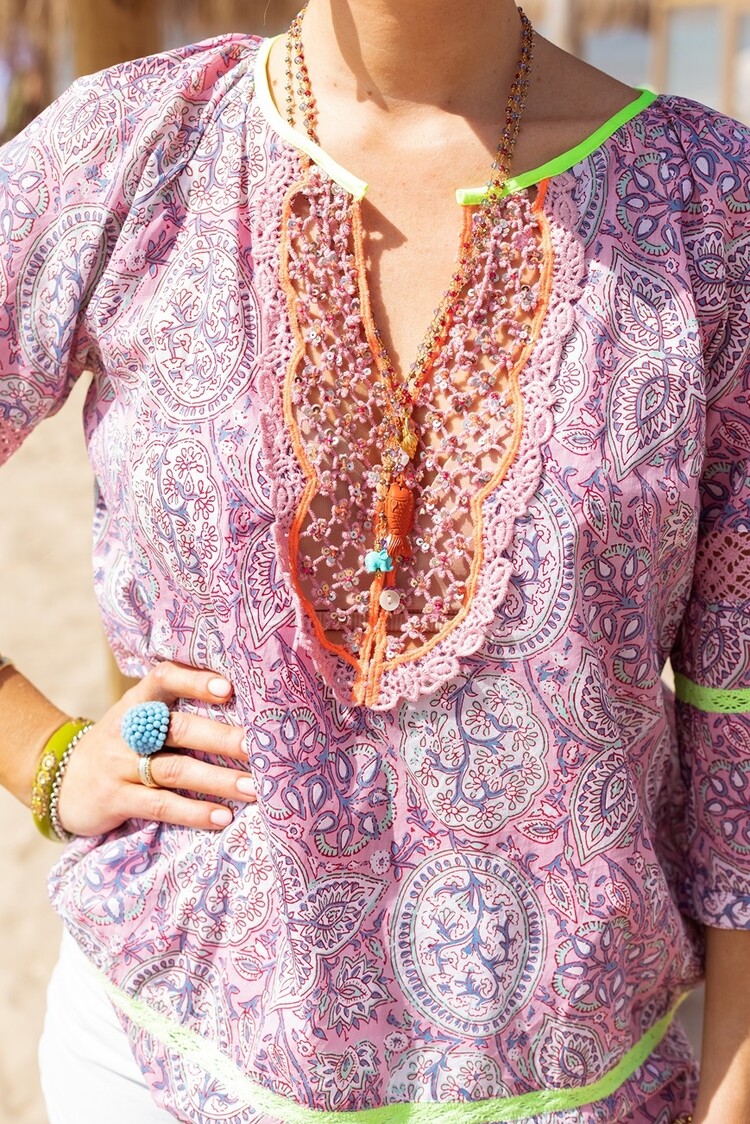 Place du Soleil Blouse paisley yellow lace Place du Soleil