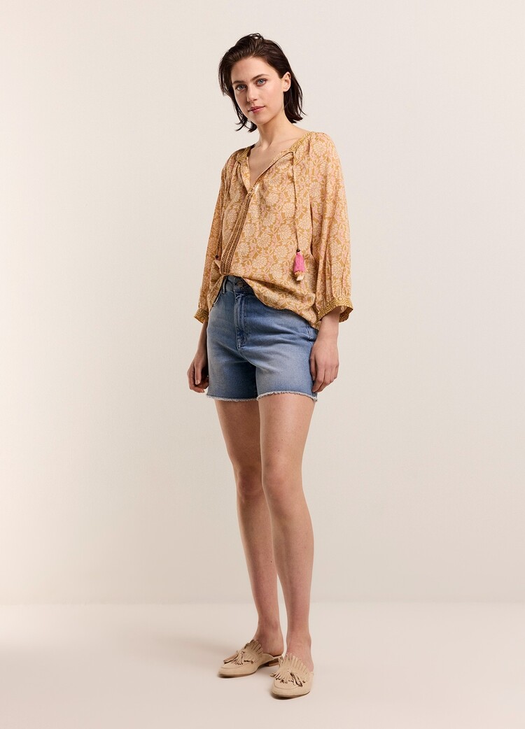 Summum Woman Top blockprint soft camel Summum Woman