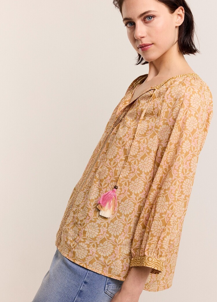 Summum Woman Top blockprint soft camel Summum Woman