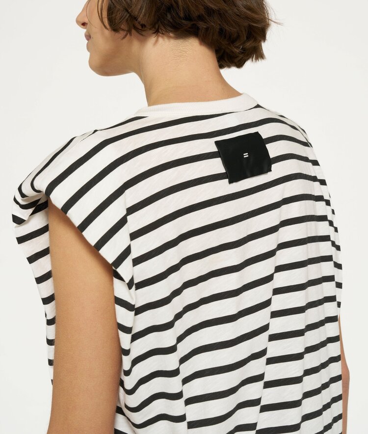 10DAYS Padded tee dress stripes ecru/black 10Days
