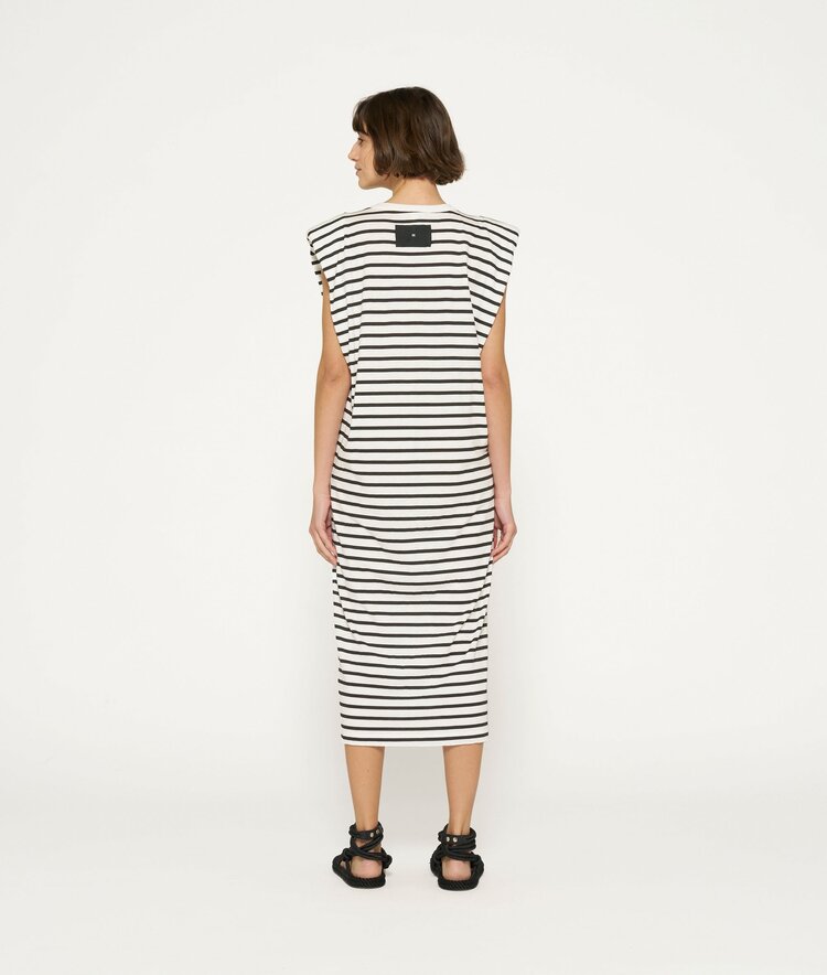 10DAYS Padded tee dress stripes ecru/black 10Days