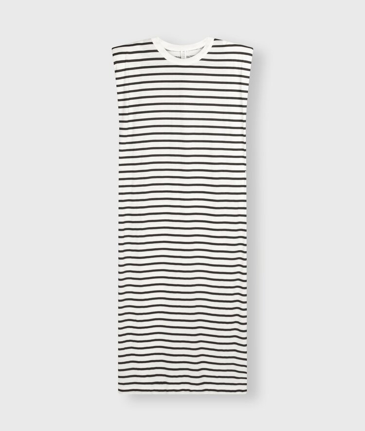 10DAYS Padded tee dress stripes ecru/black 10Days