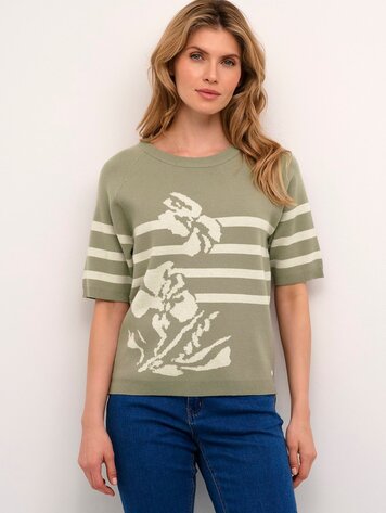 Cream Dela pullover Overland Trek Scroll Stripe