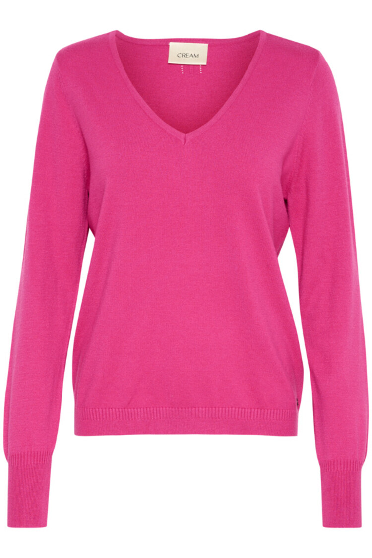 Cream CRDela knit pullover Fuchsia Red Cream