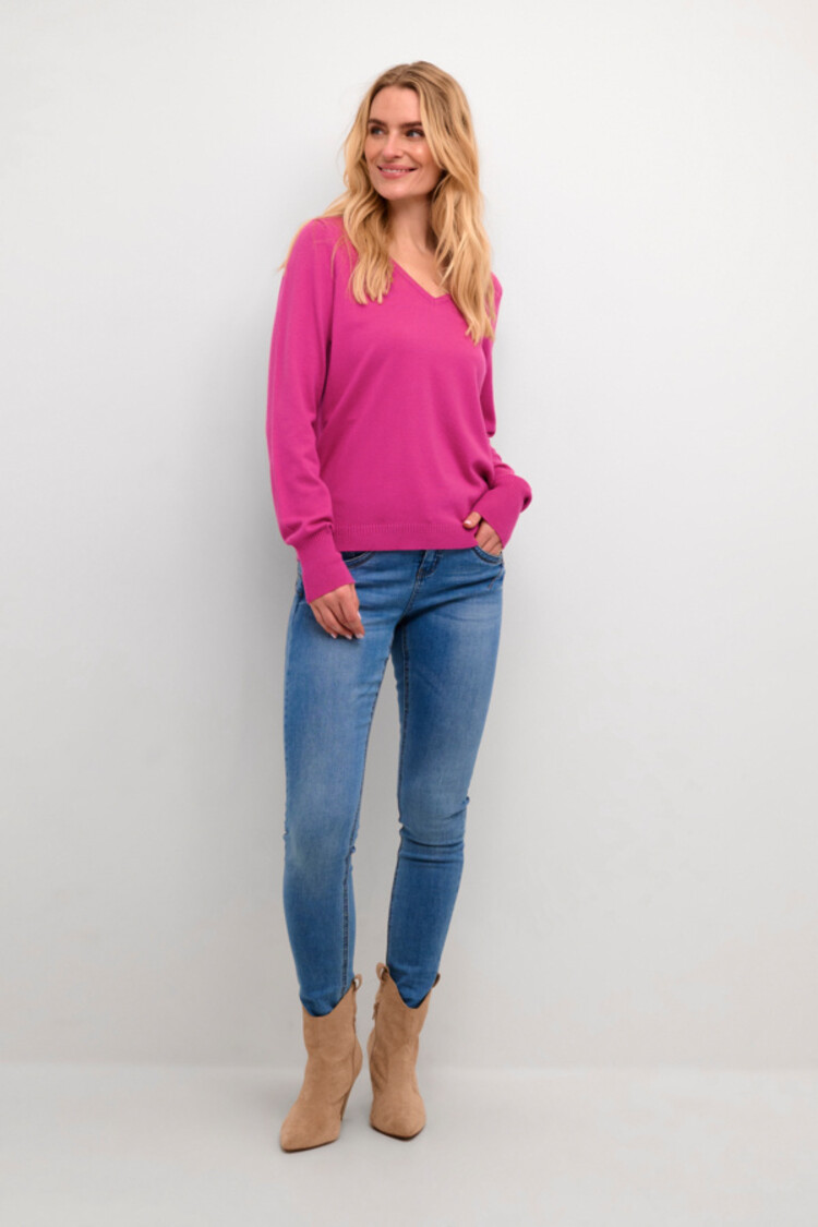 Cream CRDela knit pullover Fuchsia Red Cream