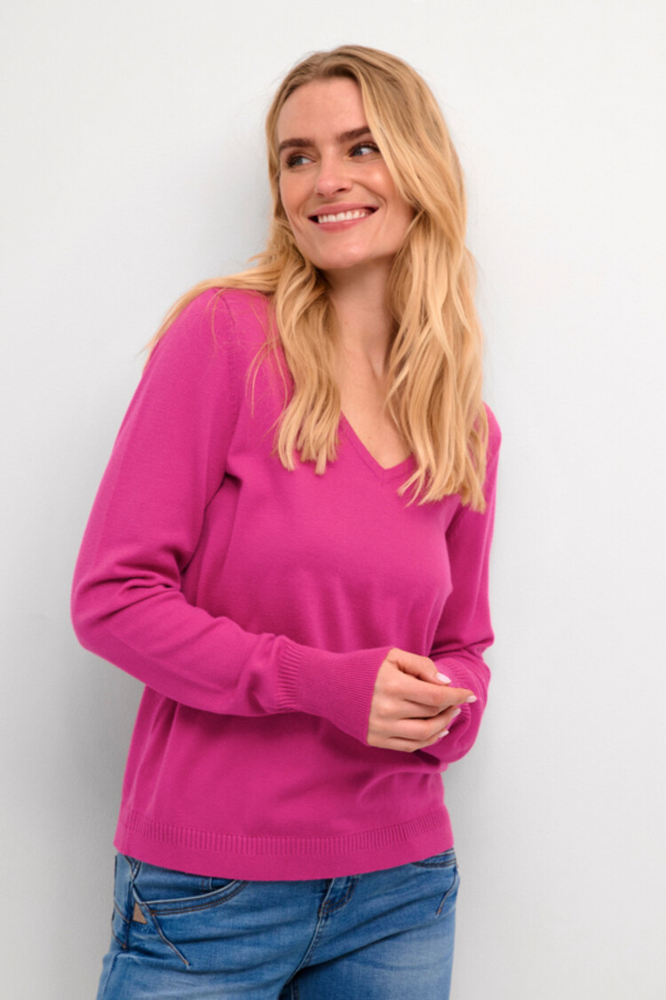 Cream CRDela knit pullover Fuchsia Red Cream