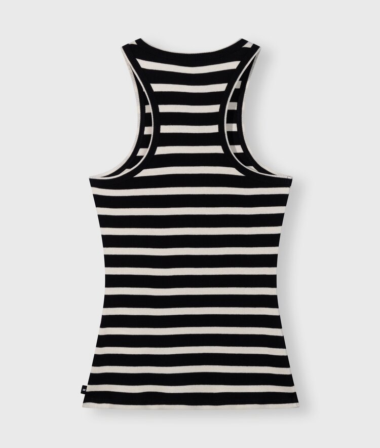 10DAYS Tank top rib stripes black/light natural 10Days
