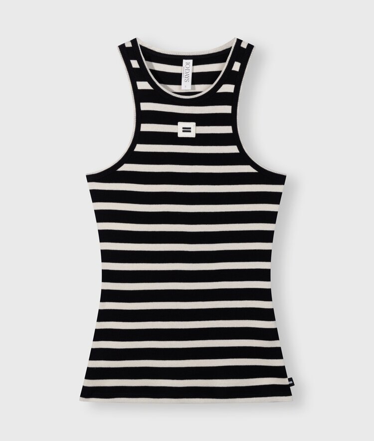 10DAYS Tank top rib stripes black/light natural 10Days