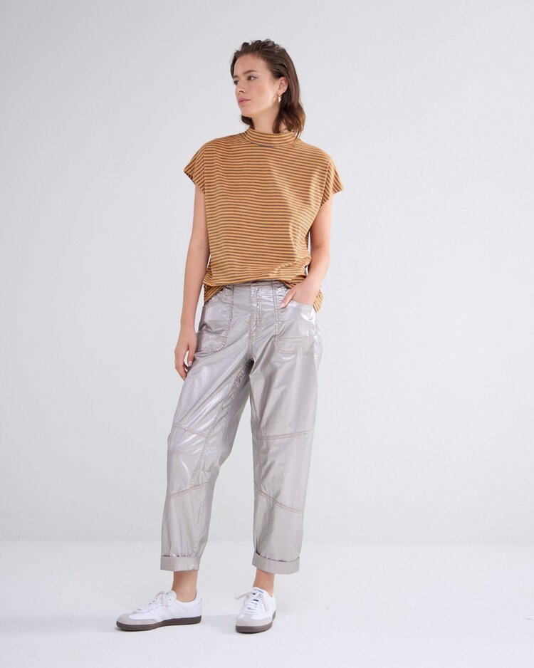 Summum Woman Mock neck fine stripe orange Summum Woman