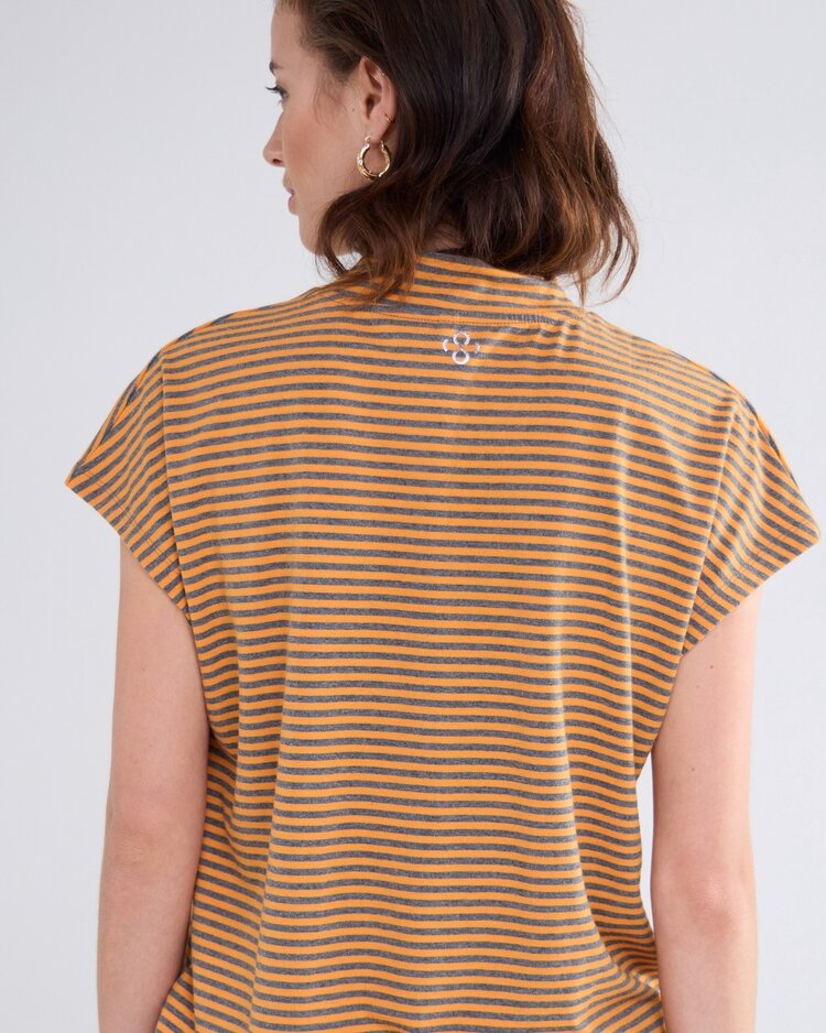 Summum Woman Mock neck fine stripe orange Summum Woman