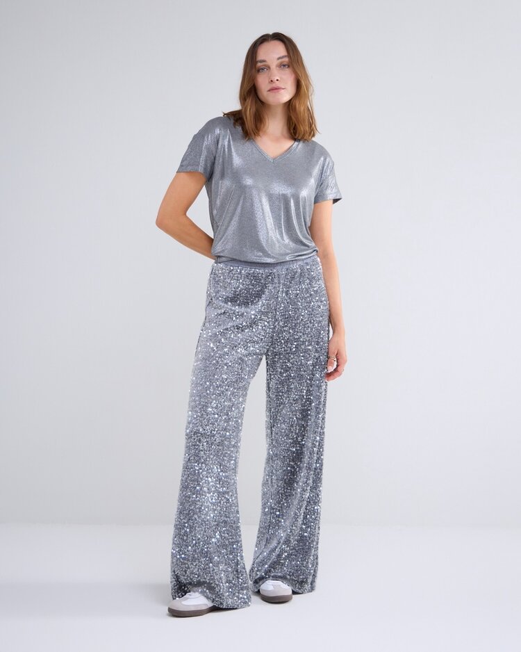 Summum Woman Pants sequins velour cloud Summum Woman