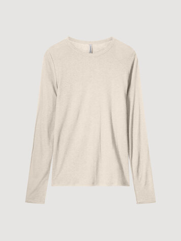 Summum Woman Round neck top lyocell wool basics ivory