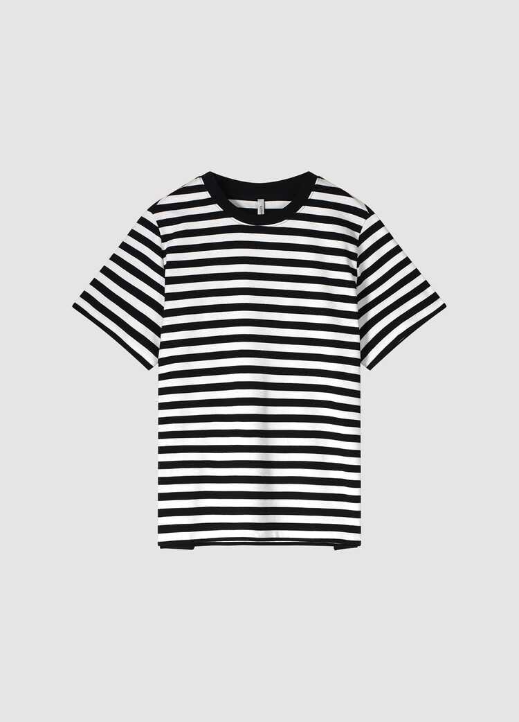 Short sleeve top classic cotton blue white Summum Woman