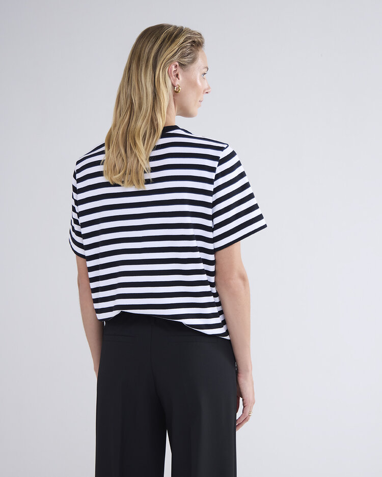 Short sleeve top classic cotton blue white Summum Woman