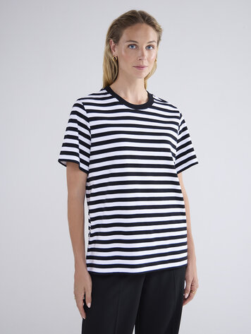 Summum Woman Short sleeve top classic cotton blue white