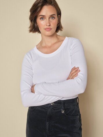 Mos Mosh Nicole O-LS rib tee white