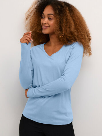 Cream Naia long sleeve t-shirt rain washed