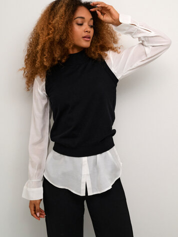 Cream Villea knit vest pitch black