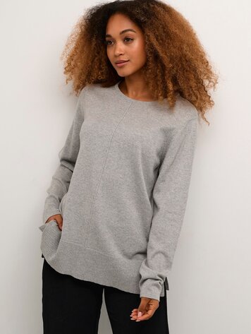 Cream Anva knit pullover grey melange
