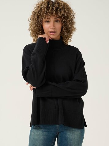 Cream Anva rollneck pullover pitch black