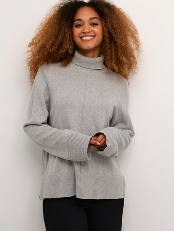 Cream Anva rollneck pullover grey melange