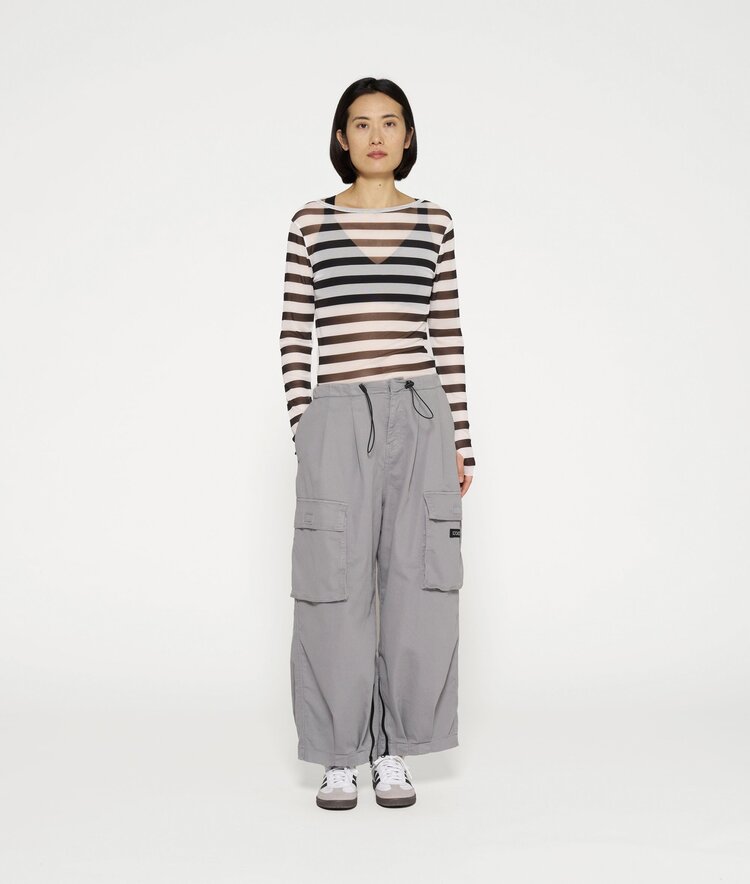 10DAYS Mesh tee stripe black/ecru 10DAYS