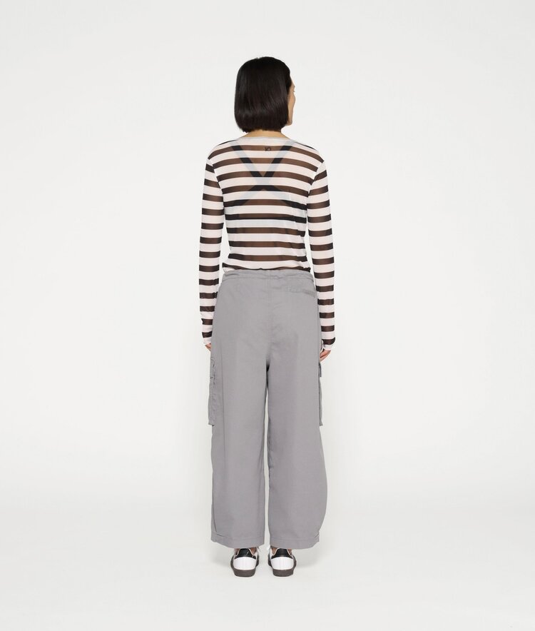 10DAYS Mesh tee stripe black/ecru 10DAYS