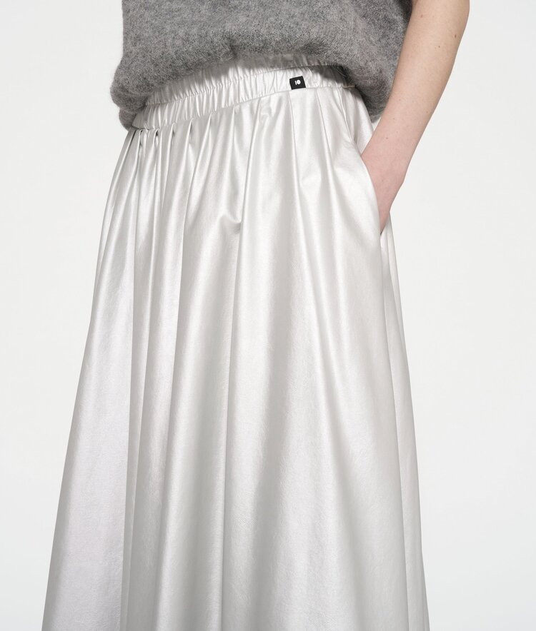 Leather look pleated skirt silver 10Days