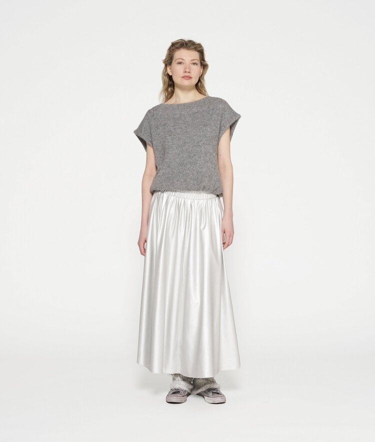 Leather look pleated skirt silver 10Days
