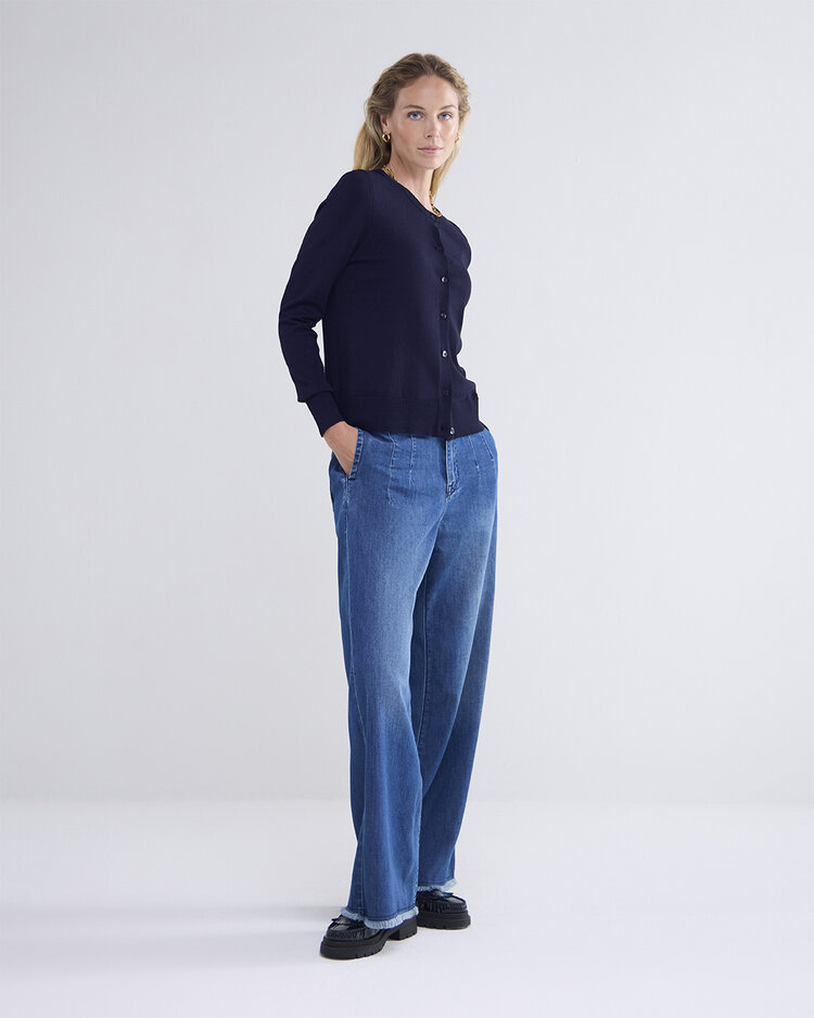 Summum Woman Short cardigan soft viscose polyamide knit midnight blue Summum Woman