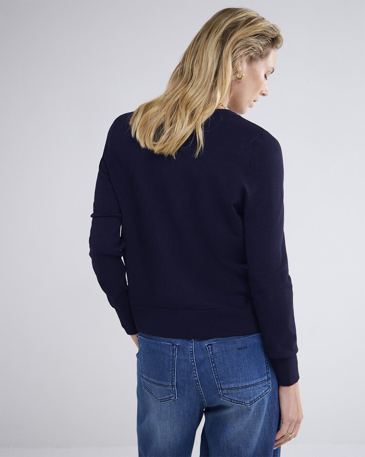 Summum Woman Short cardigan soft viscose polyamide knit midnight blue Summum Woman