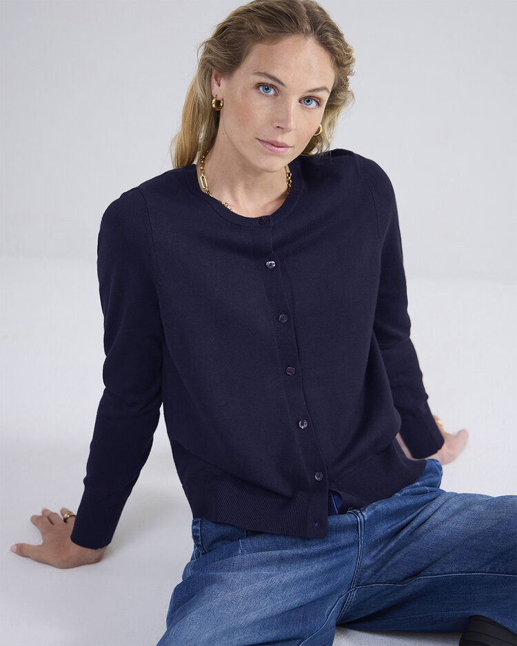 Summum Woman Short cardigan soft viscose polyamide knit midnight blue Summum Woman