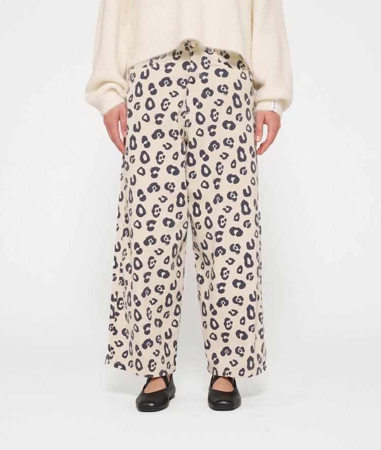 10DAYS Wide twill pants leopard light natural 10Days