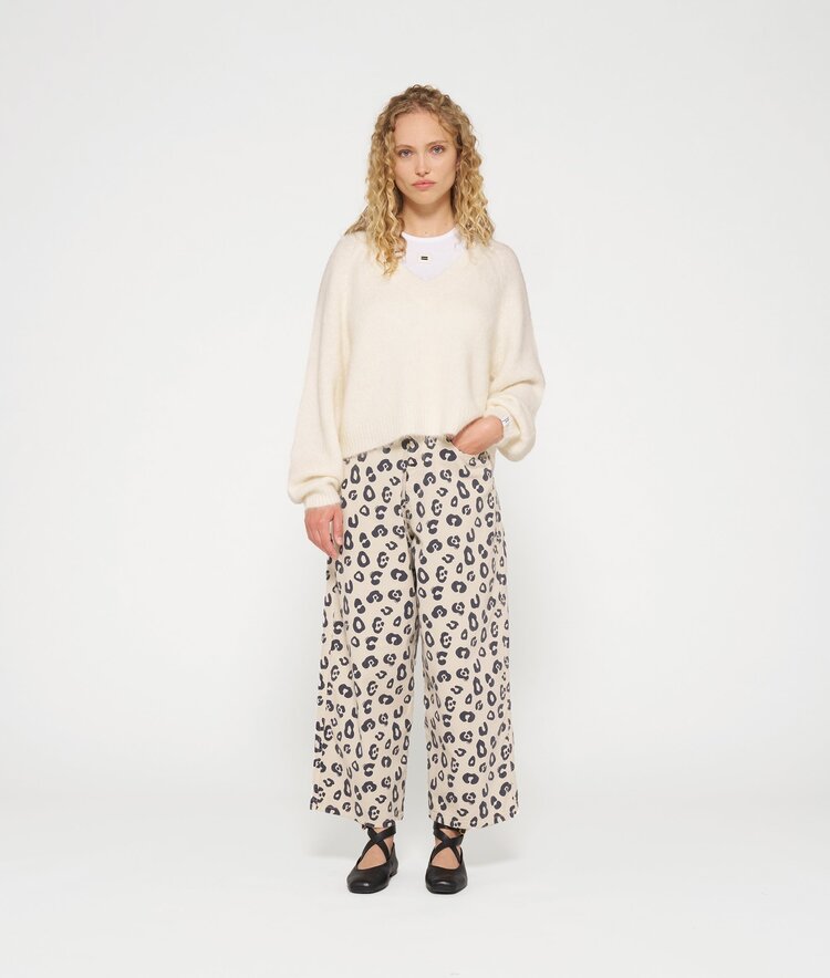 10DAYS Wide twill pants leopard light natural 10Days