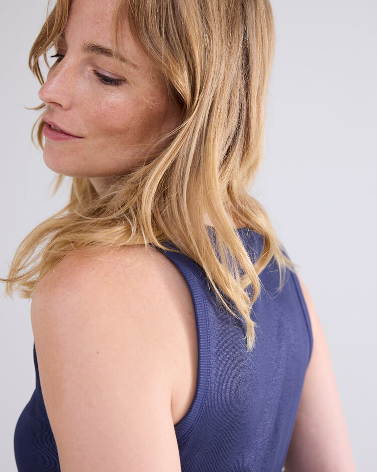 Summum Woman Rib tanktop cotton rib midnight blue Summum Woman