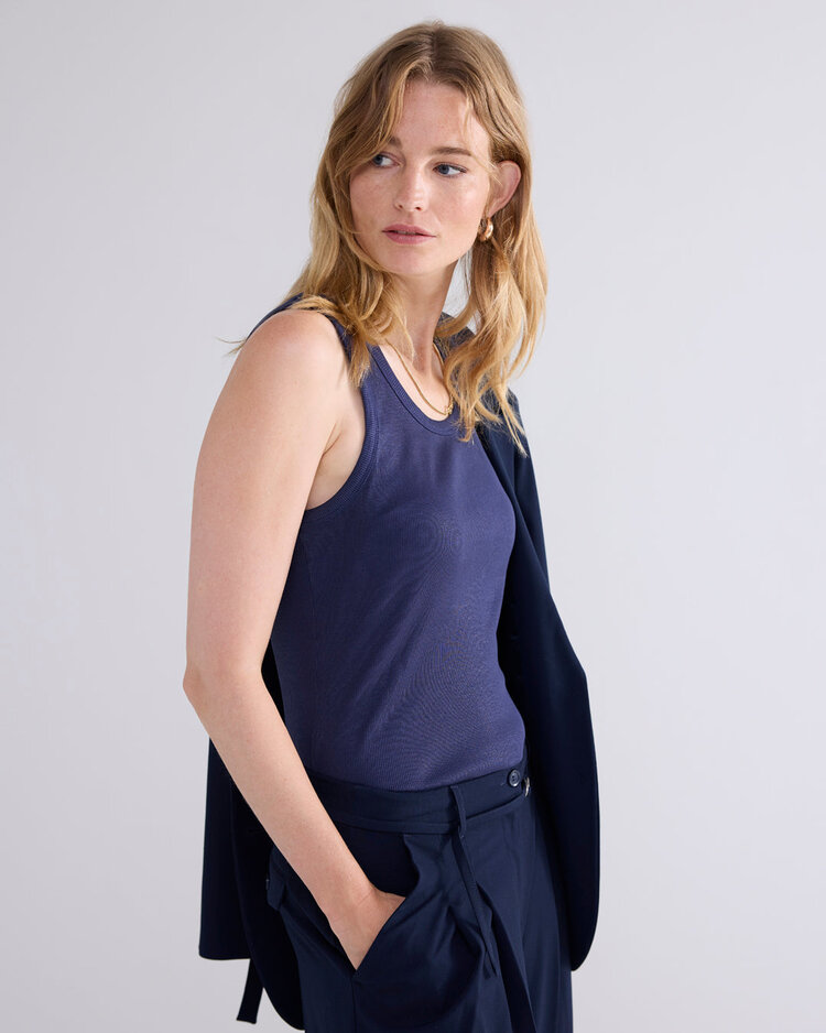Summum Woman Rib tanktop cotton rib midnight blue Summum Woman