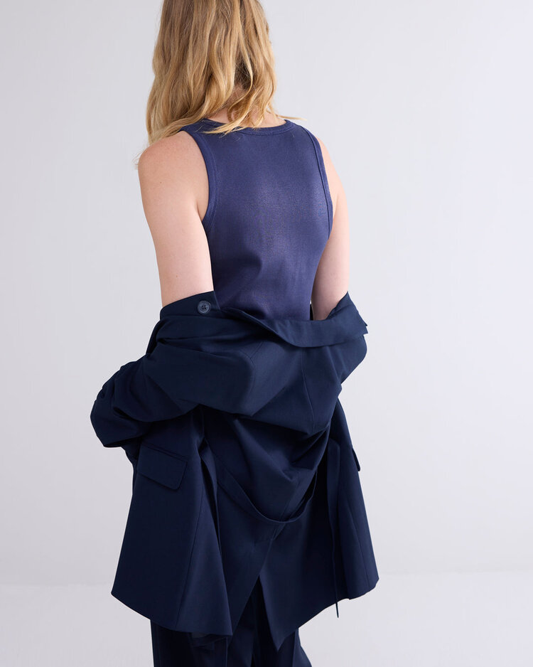 Summum Woman Rib tanktop cotton rib midnight blue Summum Woman