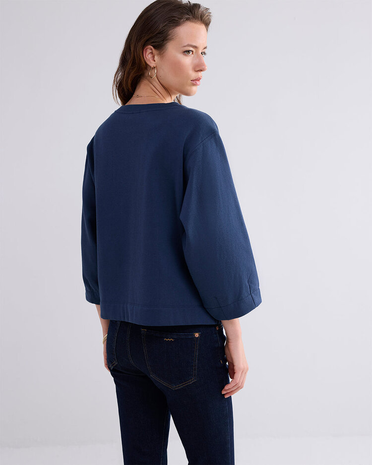 Summum Woman 3/4 sleeve sweatshirt embellished midnight blue Summum Woman
