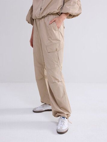 Cargo broek met elastiek creme