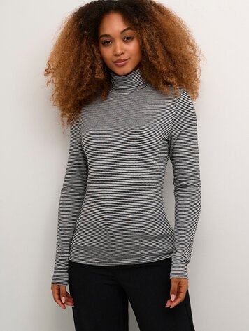 Cream Amma LS turtle t-shirt black/white stripe