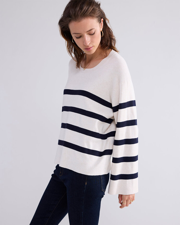 Summum Woman Striped sweater soft viscose polyamide knit ivory Summum Woman