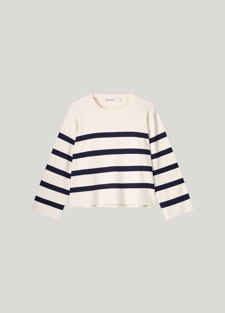 Summum Woman Striped sweater soft viscose polyamide knit ivory Summum Woman