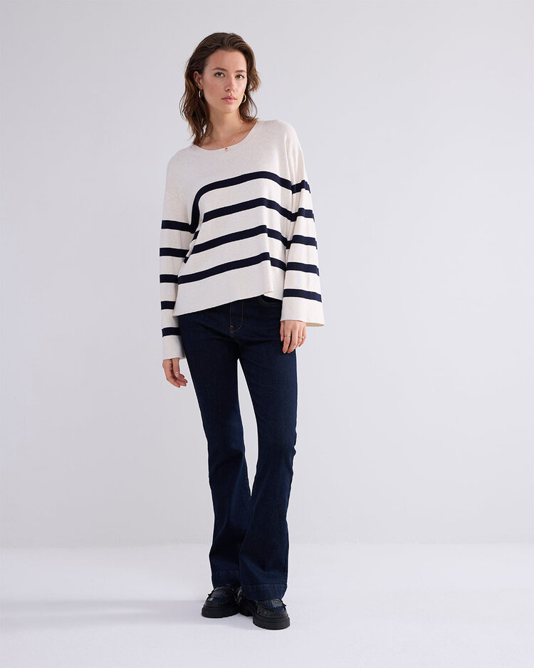 Summum Woman Striped sweater soft viscose polyamide knit ivory Summum Woman