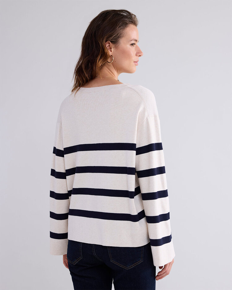 Summum Woman Striped sweater soft viscose polyamide knit ivory Summum Woman